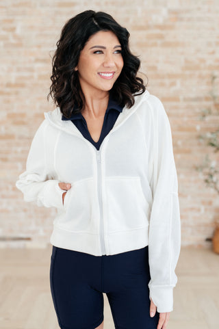 Modern Essential: Women's White Zip-Up Jacket. Elevate your casual look with a sleek white zip-up jacket, a versatile wardrobe staple.